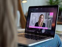 Laptop with video call interface showing a style consultation.